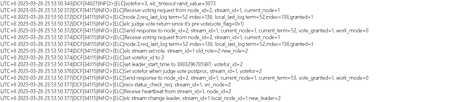 node3节点宕机后，node1一次心跳相关日志