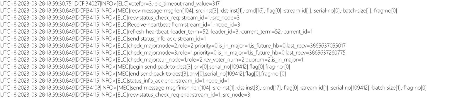 node1节点一次心跳相关日志